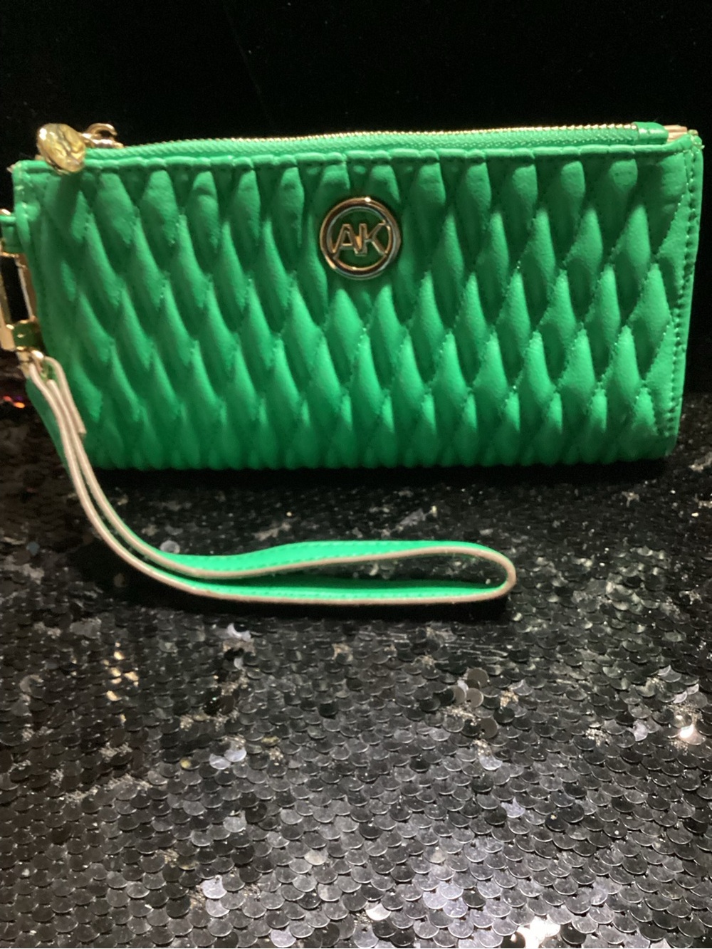 Anne Klein Quilted Emerald Green Wristlet Wallet